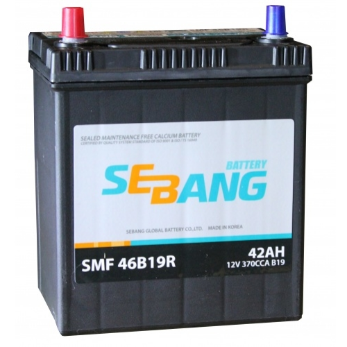 Аккумулятор SEBANG 42 А/ч SMF 46B19R 187x127x226 EN370 высокий тонк кл 